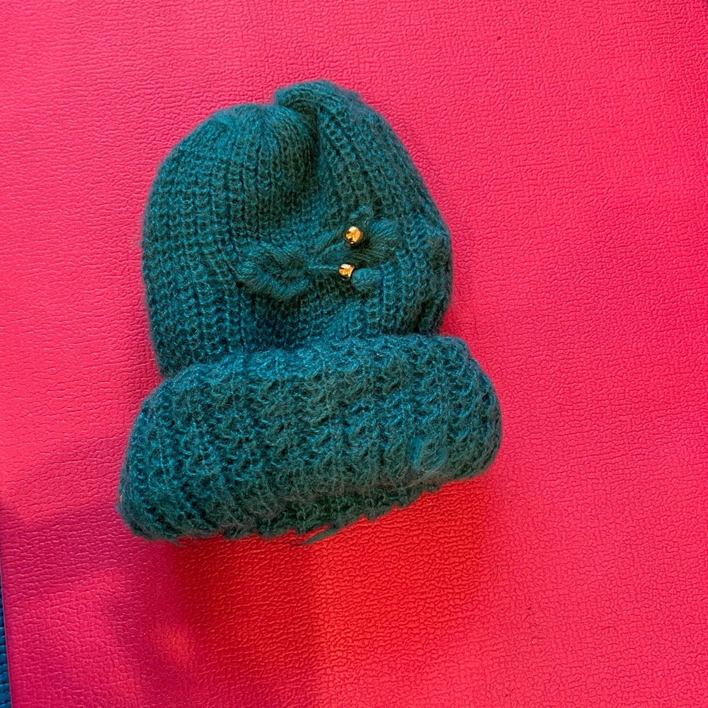 Cozy Green Knit Kids Beanie